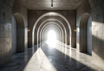 Obraz premium Long Arched Mosque Corridor Filled