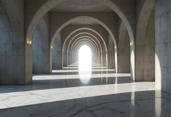 Obraz premium Long Arched Mosque Corridor Filled