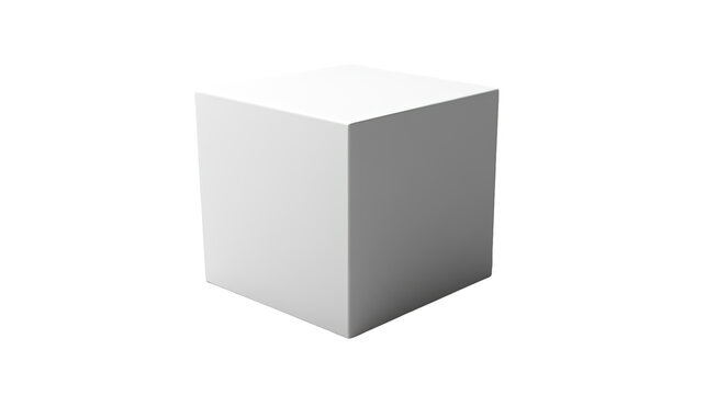 A simple, clean, white cube isolated on a black background.  Perfect for minimalist designs on a transparency.