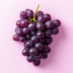 Fototapeta premium Fresh ripe purple grapes on pink background, vibrant and juicy