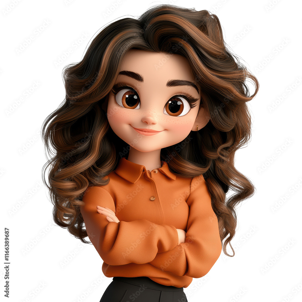 Poster charming animated character portrait digital art studio setting creative environment eye-level view 