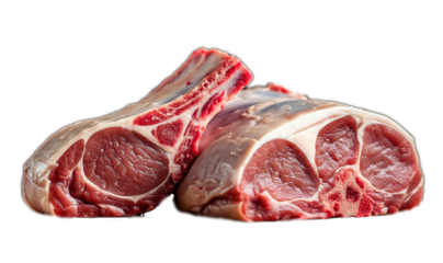 Transparent Mutton or Mouton Juicy Raw Lamb Chops, Ready for Grilling