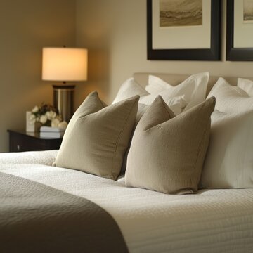 Serene Bedroom Decor Soft Pillows and Neutral Tones