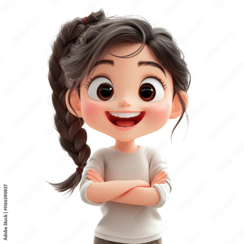 Poster joyful animated character smiling digital art studio environment cheerful perspective whimsical conc