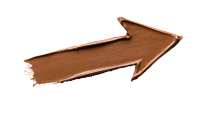 An arrow - shaped formation of mocha - colored mousse with smooth, glossy texture, pointing right and up, with visible brushstrokes.