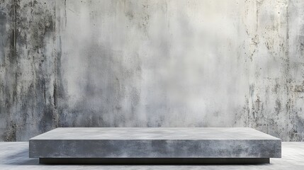 Concrete Platform Against Textured Wall Background