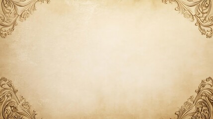 Antique Beige Paper With Ornate Floral Corner Designs
