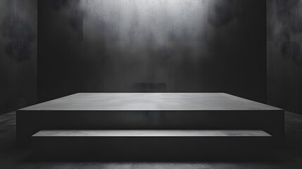 Dark Room Concrete Platform Two Tiered Display