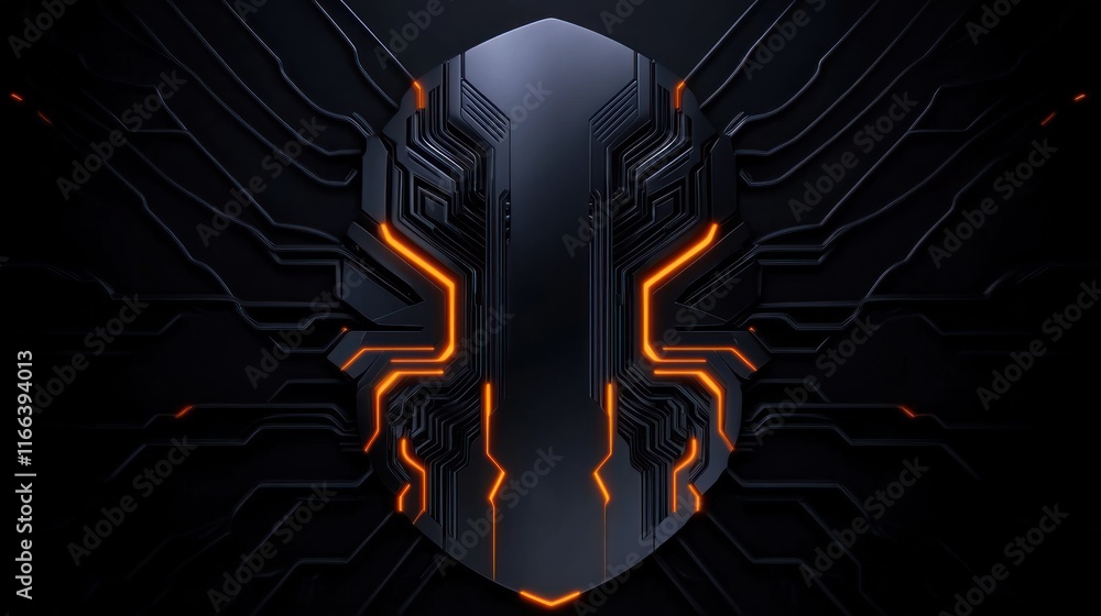 Poster abstract design featuring a circuit board pattern with glowing accents.