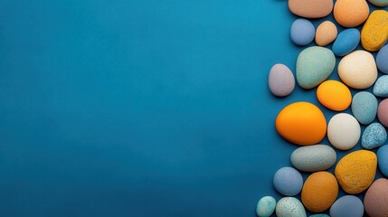 [Soothing textures Mellow Relaxing] Vibrant Medication Pill Array on Dark Blue Background with Symmetrical Composition