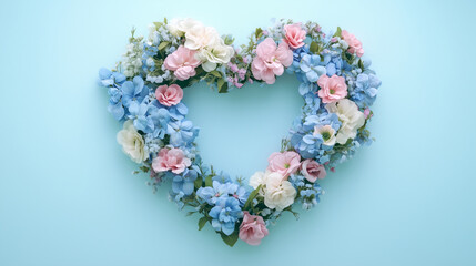 Cute Floral Heart Wreath Background