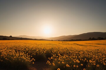 araffy field of sunflowers in the middle of a field