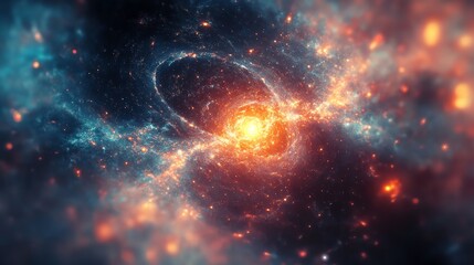 Naklejka premium A stunning cosmic scene showcasing vibrant nebula and stars.