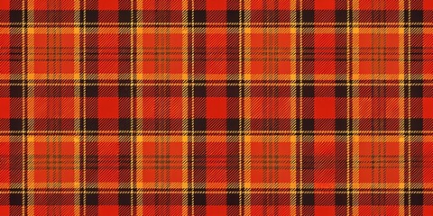 Vibrant Red, Orange, and Black Plaid Pattern Seamless Texture for Textile Design