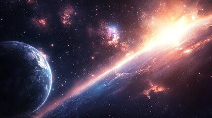 Obraz premium A stunning view of a planet against a cosmic background.
