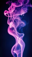 Abstract Purple and Pink Smoke Swirls Against Dark Background