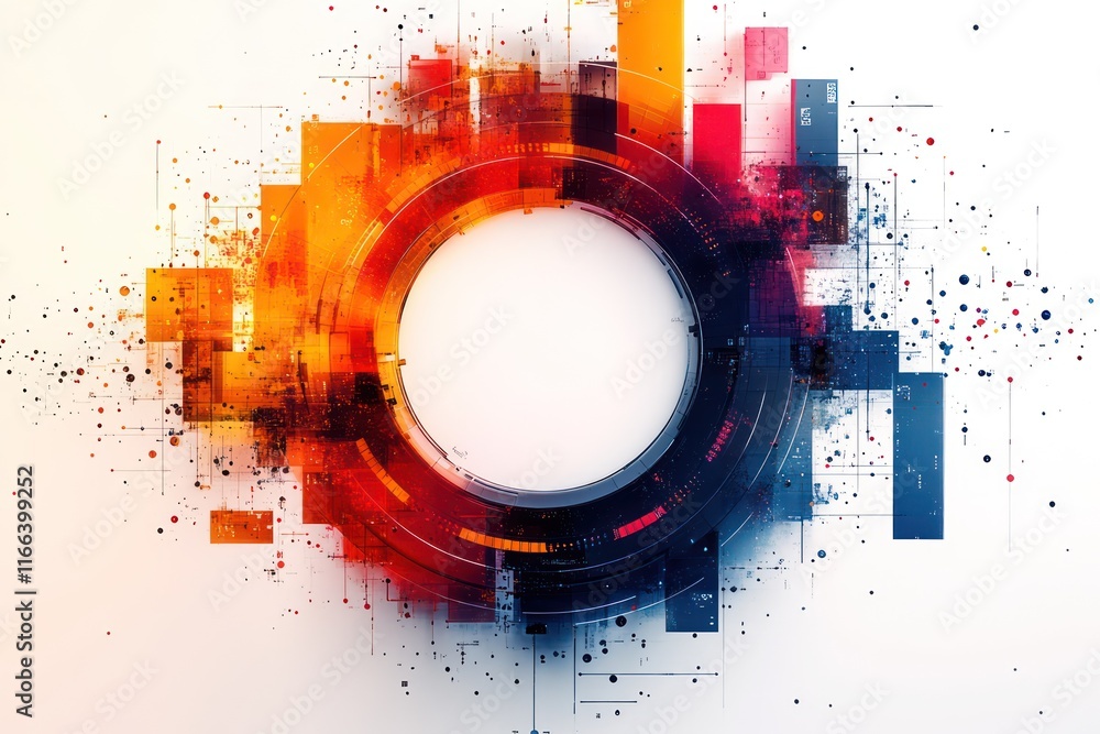 Aufkleber abstract technology circle: digital innovation and data visualization