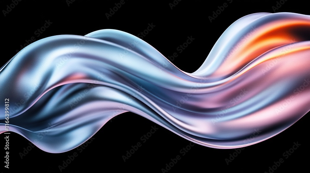 Poster abstract flowing waves in soft colors on a dark background.
