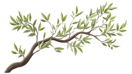 Olive branch with leaves transparent background