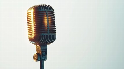 Fototapeta premium Classic microphone on white background