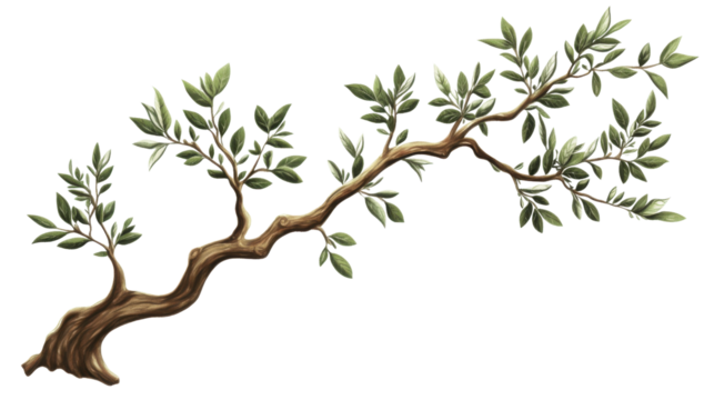 Olive branch with leaves transparent background - Powered by Adobe