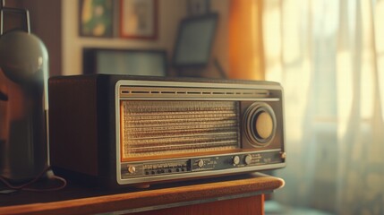 Classic radio on vintage room