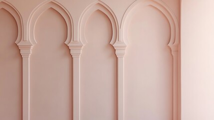 Naklejka premium Elegant Pink Wall with Ornate Architectural Arches