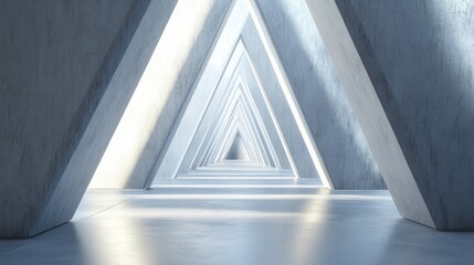 Obraz premium Abstract futuristic concrete triangle corridor.