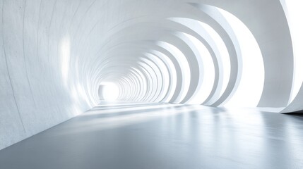 Abstract white tunnel with light at end. (2)