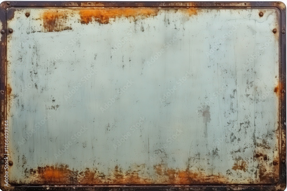 Poster old rusty metal sign with blank surface ideal for customization or overlaying text in artistic and c