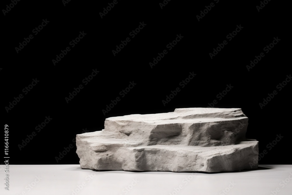 Poster abstract rock podium display with textured surface set against black background ideal for artistic p