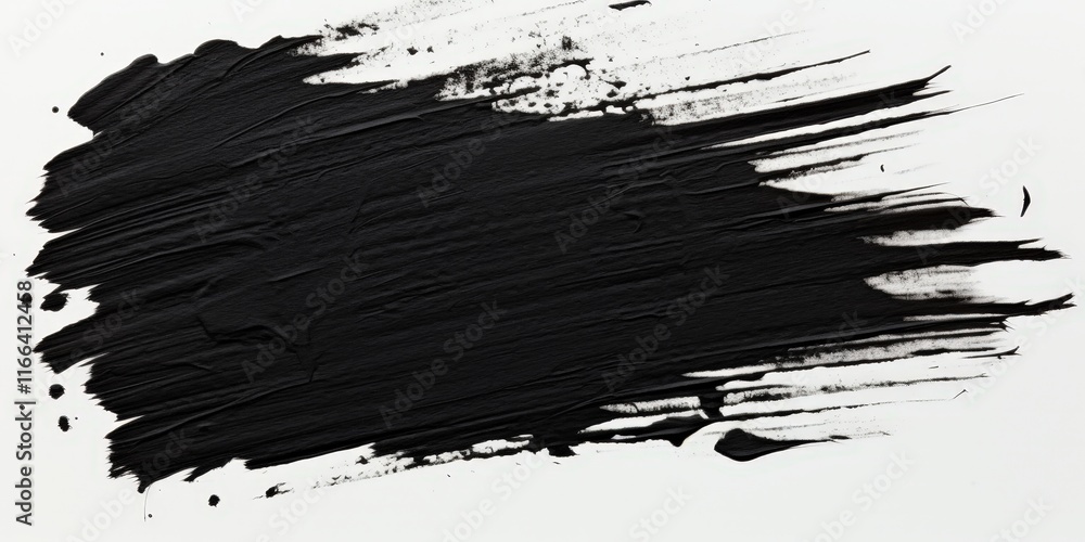 Poster textured black marker paint strokes on white background creating abstract art effect and modern desi