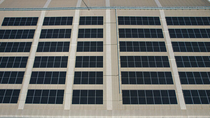Solar cell photovoltaic panels technology for renewable energy solution on roof. Electrical energy...