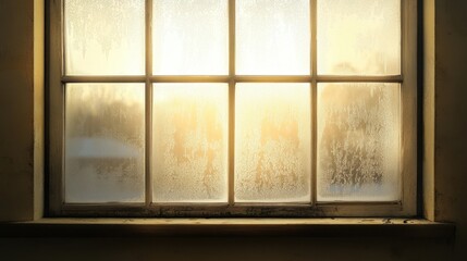 Frosted Window with Sunrise Light Reflection