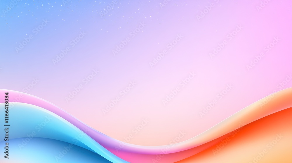 Poster abstract waves in soft pastel colors create a serene background.