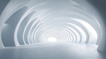 Naklejka premium Abstract white tunnel with light at the end. (5)
