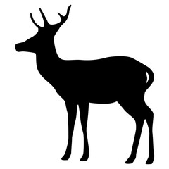 Isolated black silhouettes of wild deers in white background. Vector illustration