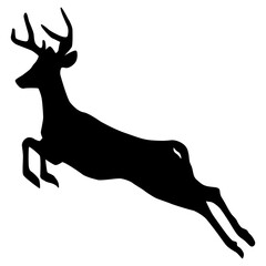 Isolated black silhouettes of wild deers in white background. Vector illustration