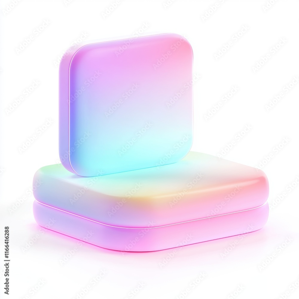 Poster abstract pastel gradient shapes with soft glossy finish on white background