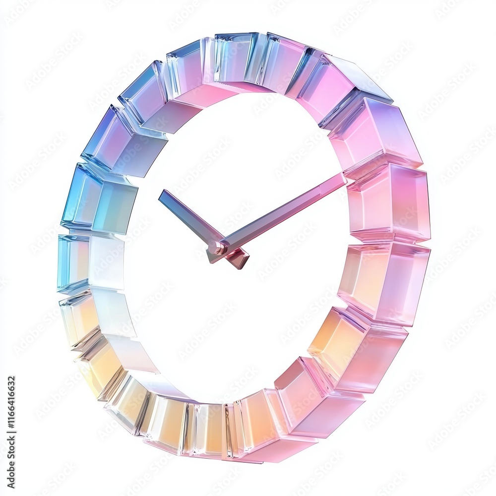 Poster elegant translucent clock design with colorful gradient and modern aesthetic