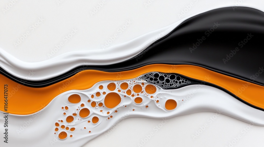 Poster abstract composition of flowing colors and textures on a surface.