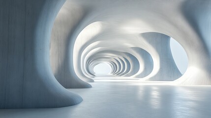 Obraz premium Abstract futuristic tunnel with organic, curved walls and light.