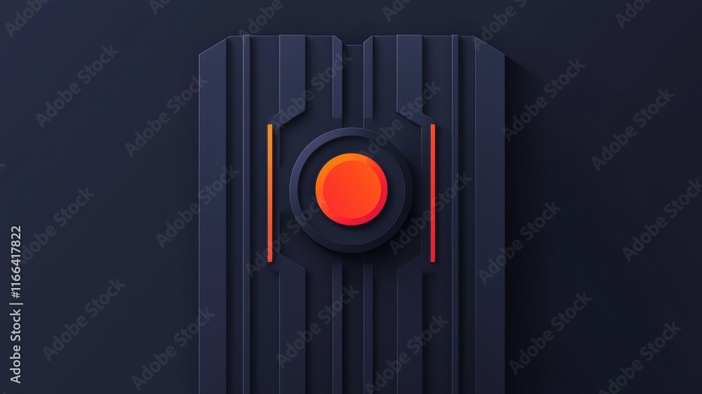 Poster futuristic design featuring circular element against dark background
