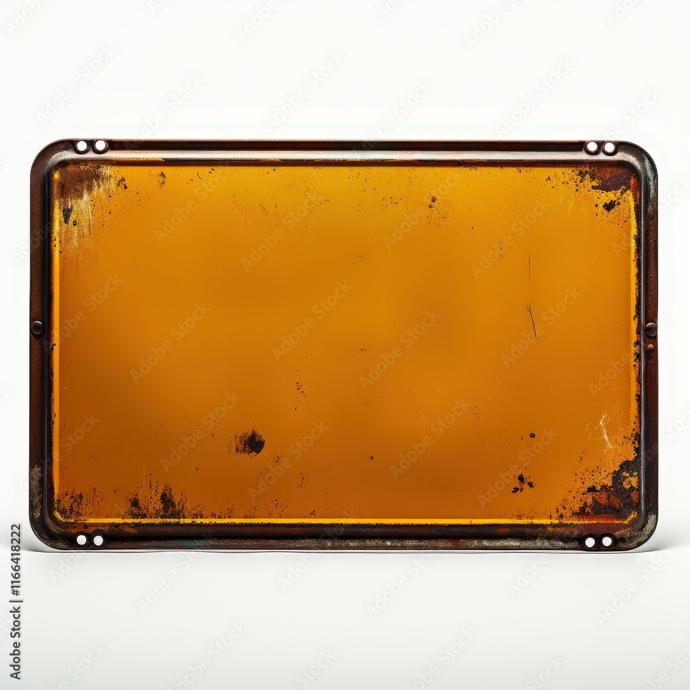 Aufkleber vintage metal sign with rusty texture and empty space for customization or design elements in a retr