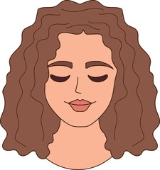Minimalist Flat Vector Illustration of a Calm Woman's Face