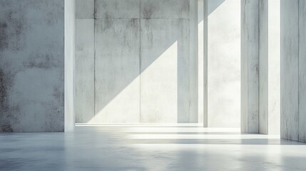 Obraz premium Sunlit minimalist concrete interior.