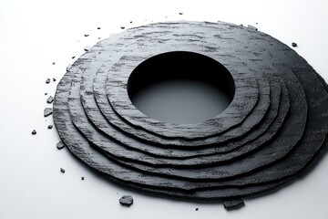 Naklejka premium Abstract Black Concentric Circles: A Study in Form and Texture