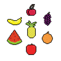 Fototapeta premium FRUITS SET PACK PIXEL ART