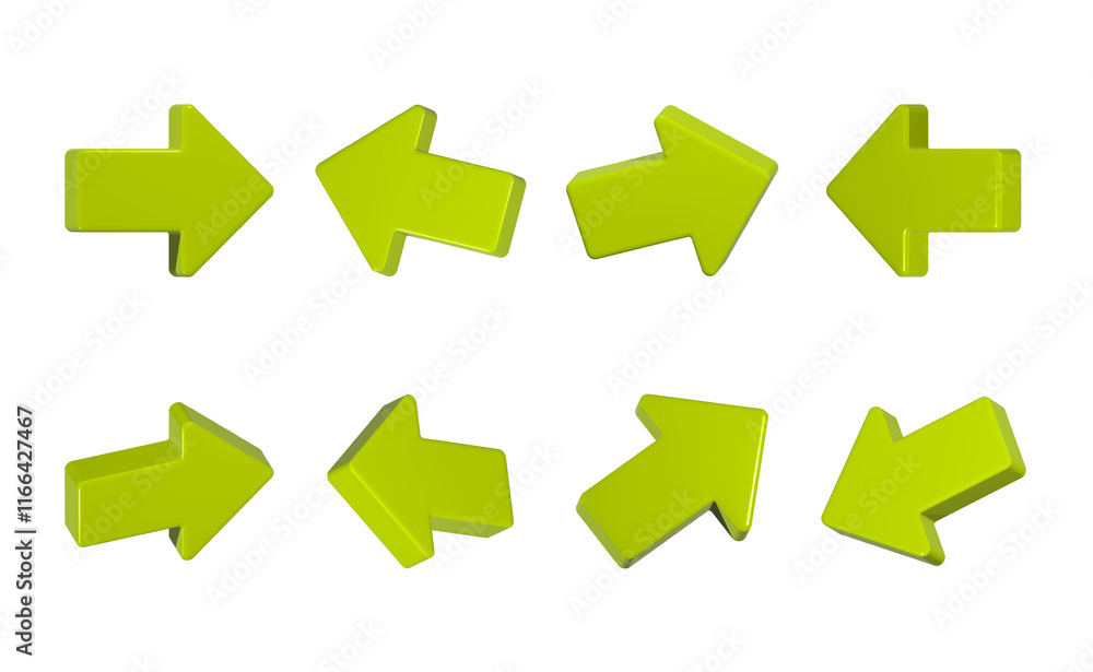 Poster arrow set 3d move icon symbol