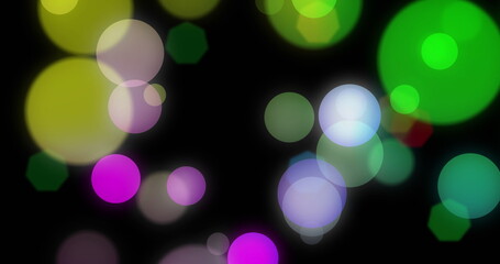 Image of christmas fairy lights flickering over black background